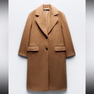 Zara boucle coat caramel
